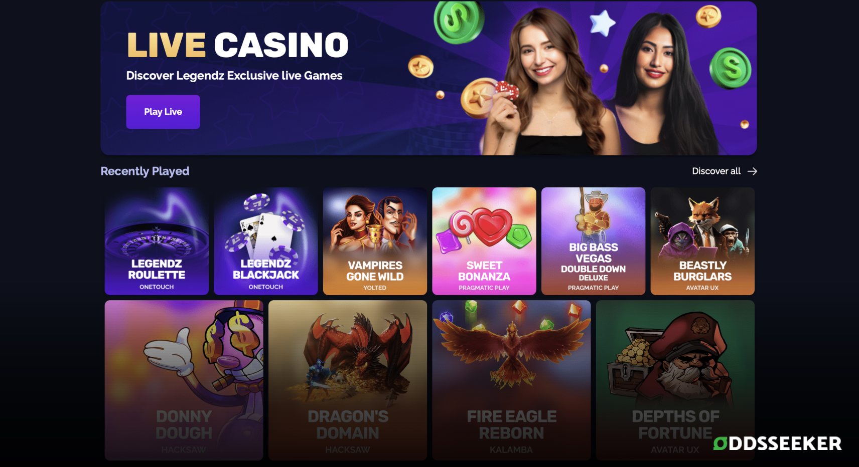 Legendz casino live dealer desktop games