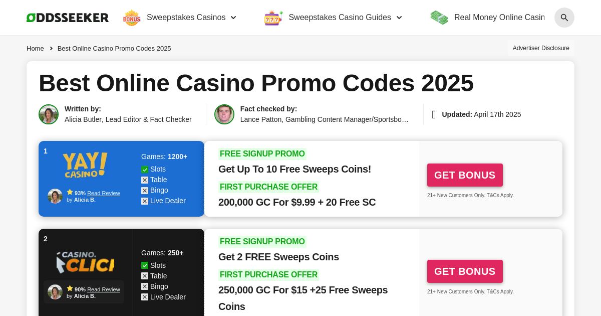 Best US Online Casino Promo Codes 2025