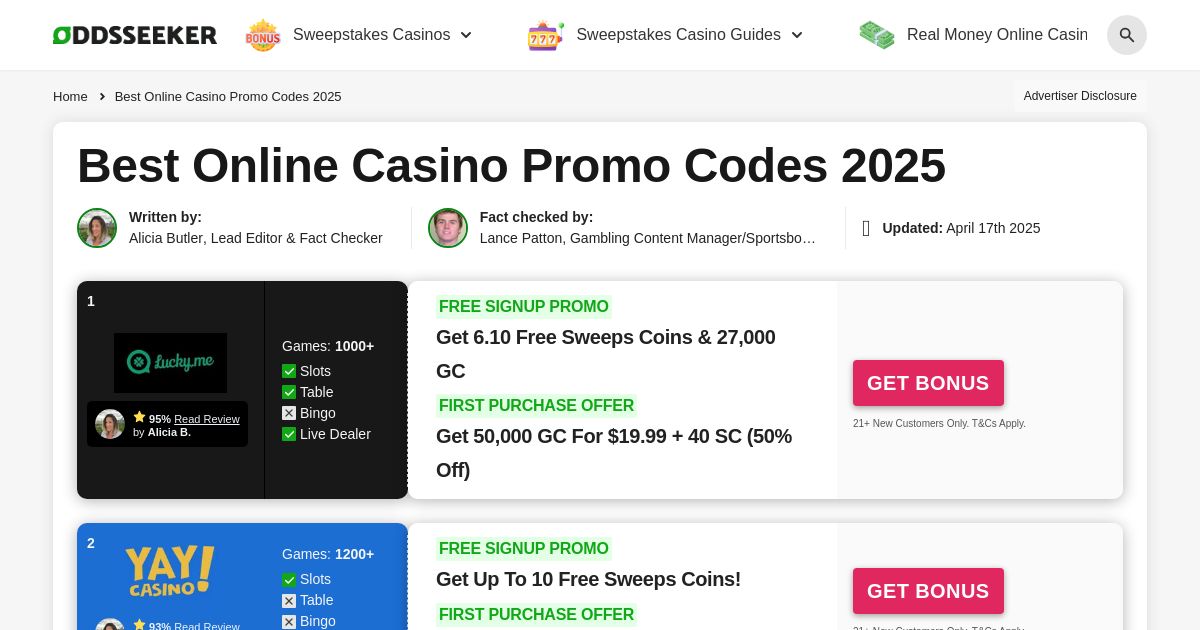 Best US Online Casino Promo Codes 2025