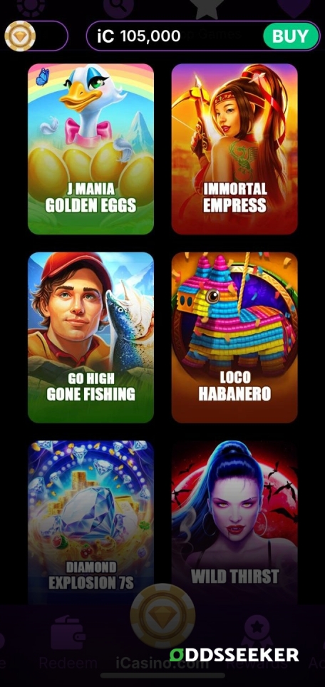 Screenshot of iCasino mobile games