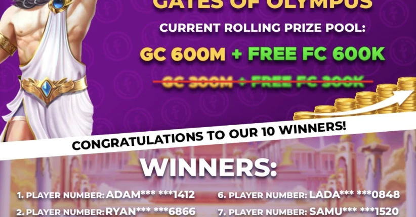 Fortune Coins: Gates of Olympus Rolling Prize Pool Winners July 2024