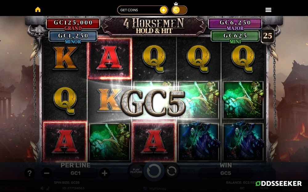 4 Horsemen Hold & Hit Slot Game Screenshot of the 4 Horsemen Hold & Hit Slot Game