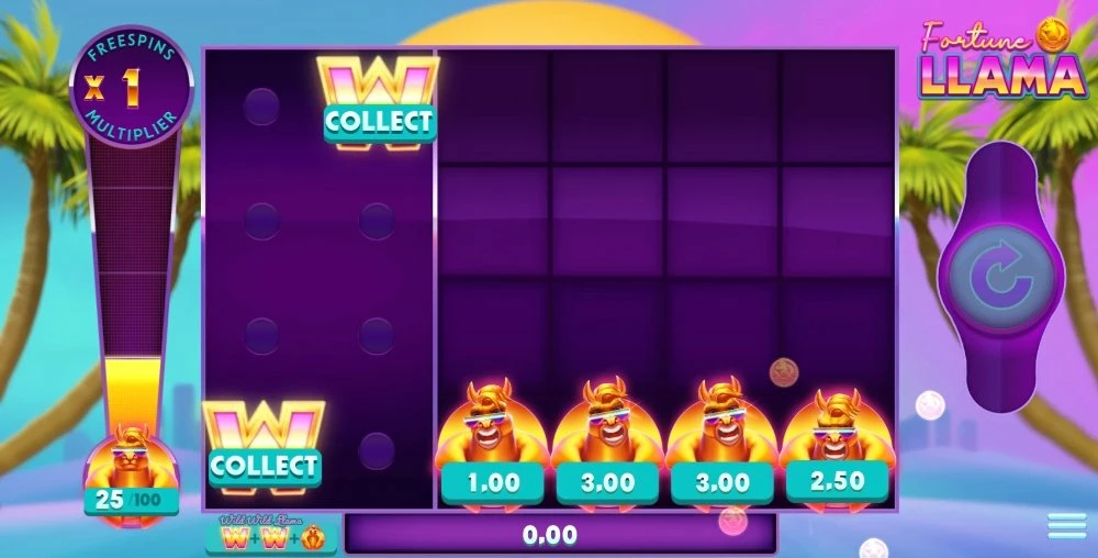 Screenshot of Fortune Llama slot bonus features
