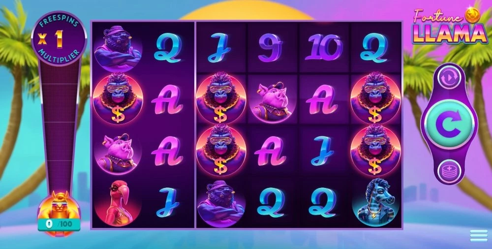 Screenshot of the Fortune Llama slot game