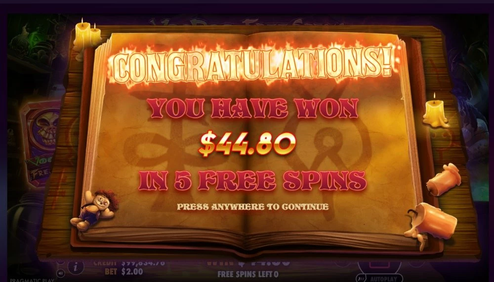 Screenshot of Voodoo Magic Free Spins round
