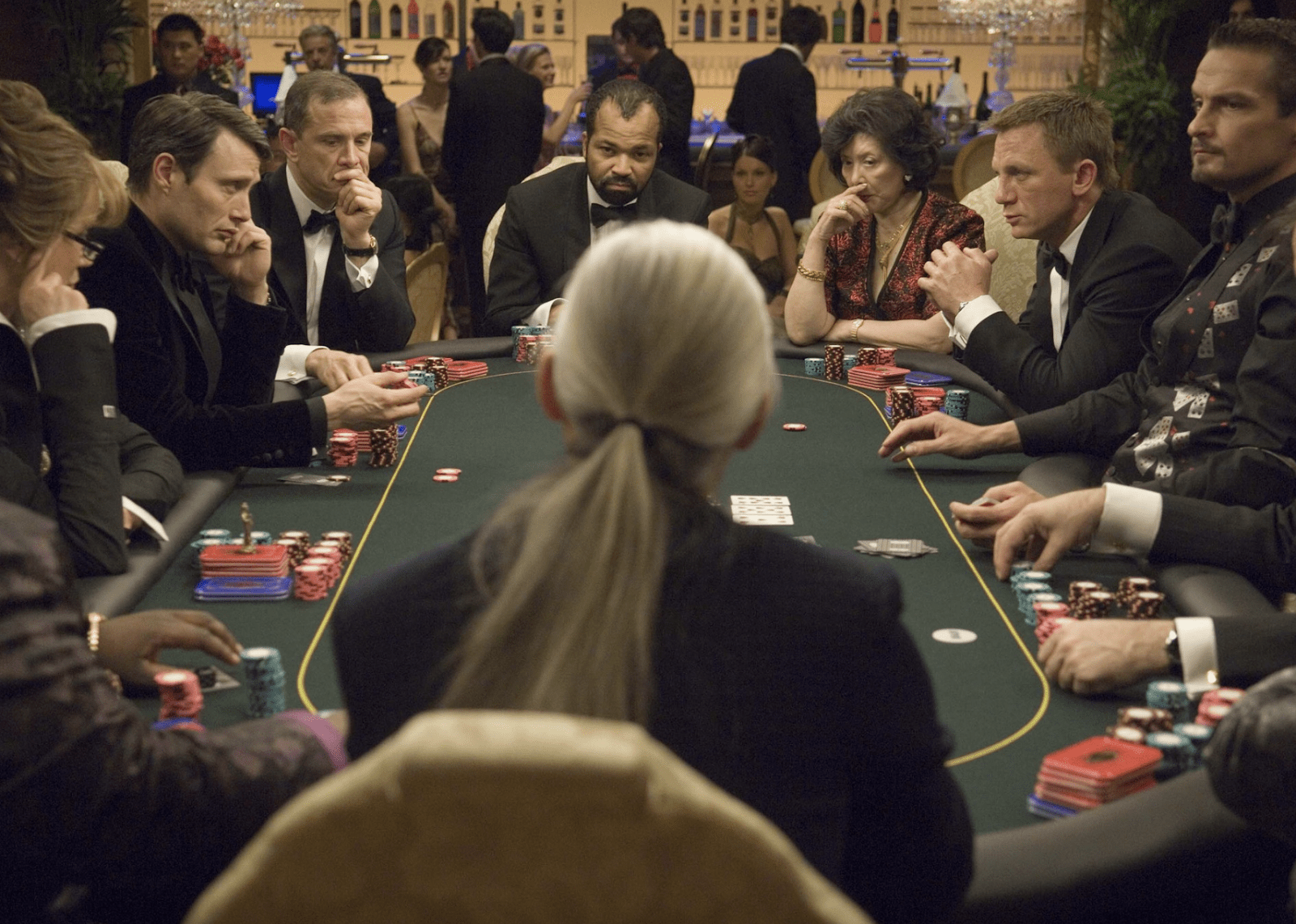 Around the poker table of a scene in casino royale