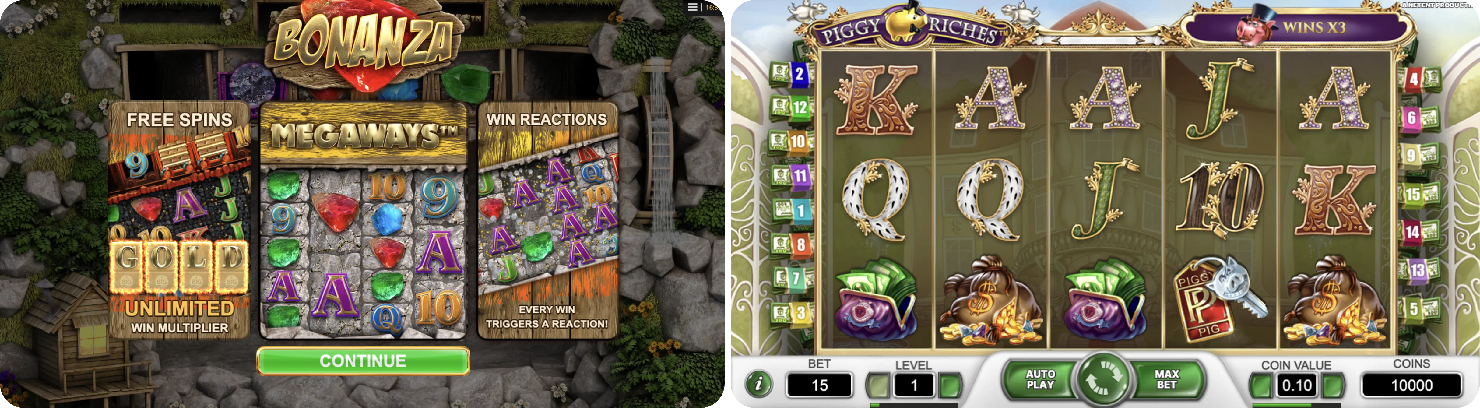 Gameplay Images of two BetMGM Slots Eligible For No Deposit Bonus