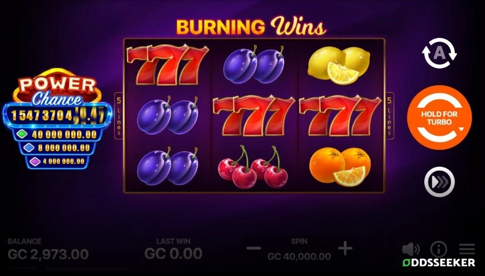 Burning Wins Slot Game Screenshot of the Burning Wins Slot Game