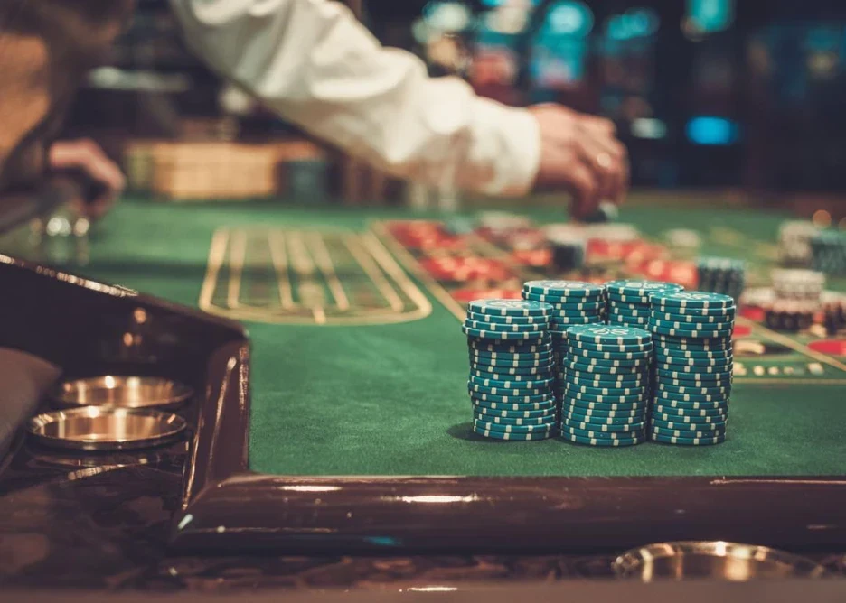 Gaming table with chips.