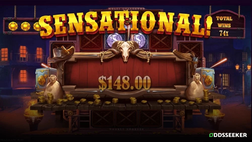 Screenshot of Cowboy Coins Slot Machine Bonus Round