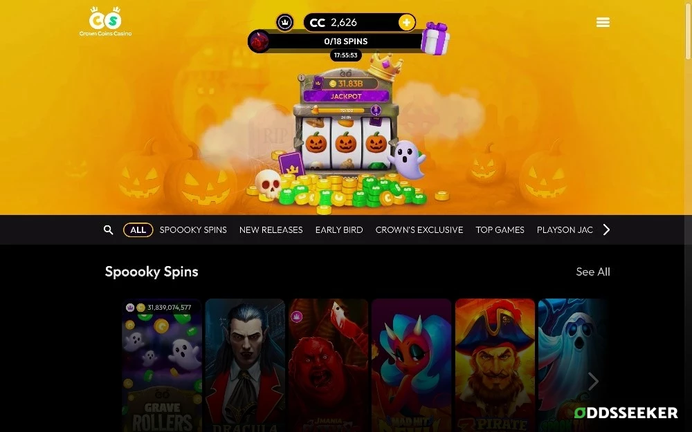 Screenshot of Crown Coins Casino Lobby