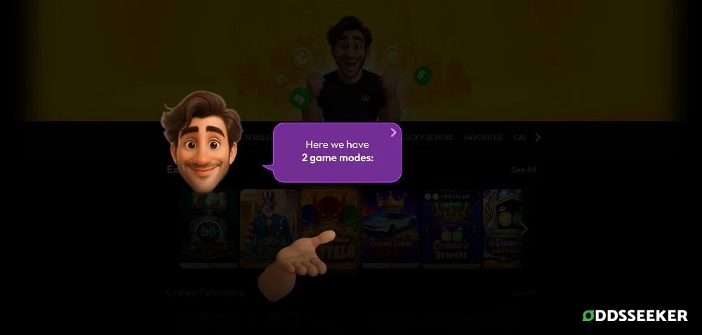 Screnshot of Crown Coins Game Modes