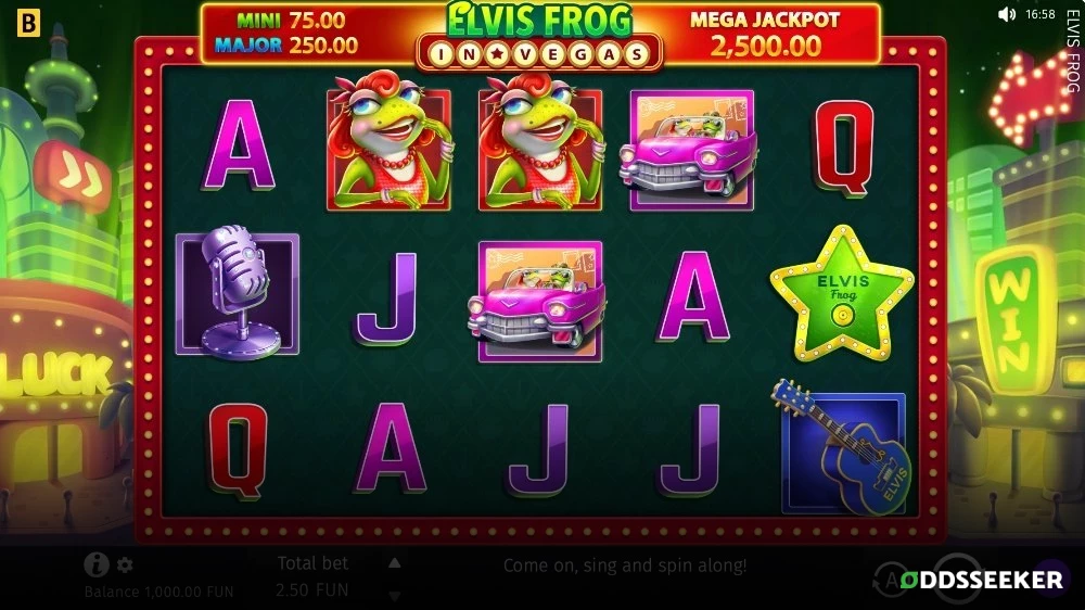 Screenshot of the Elvis Frog in Vegas Slot Game