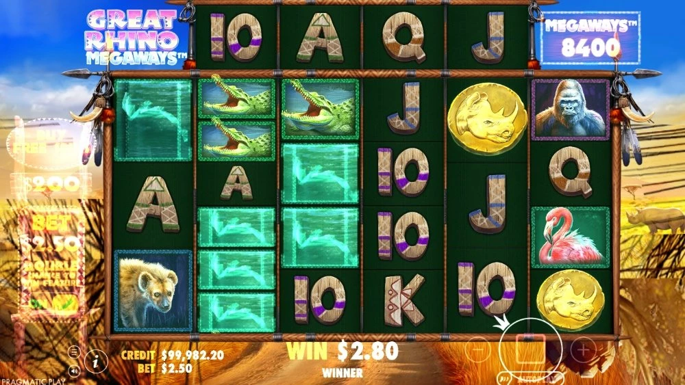 Screenshot of Great Rhino Megaways Bonus