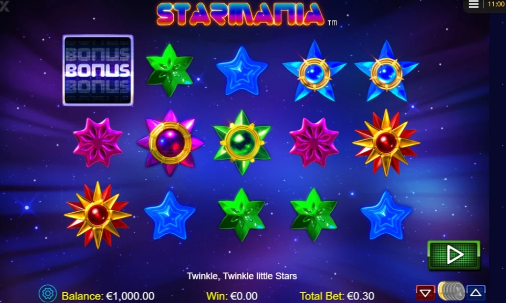 Screenshot of Starmania, one of the Highest RTP Real Money online Slots