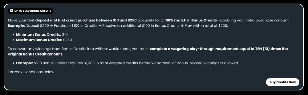 Screenshot of How to claim the Horseplay deposit match