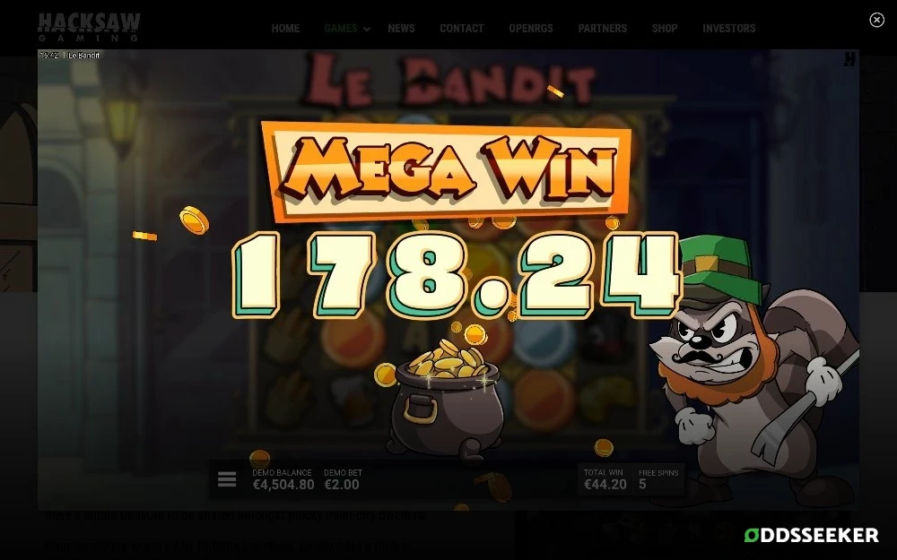 Screenshot of Le Bandit Slot Game Bonus Round