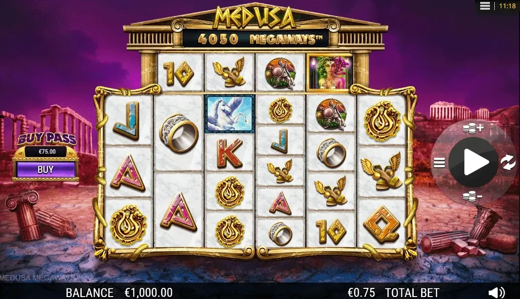 Screenshot of the Medusa Megaways slot game