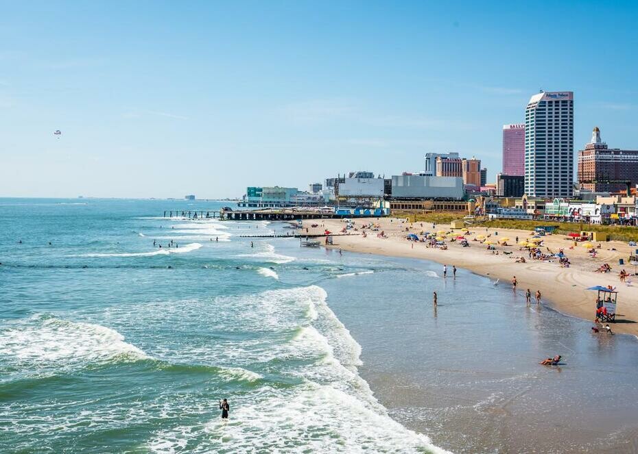 Buildings on the beach in Atlantic City, New Jersey.