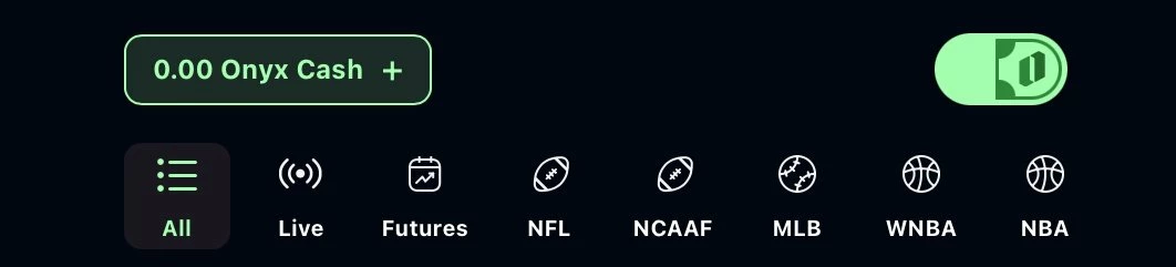 Screenshot of Onyx Cash toggle