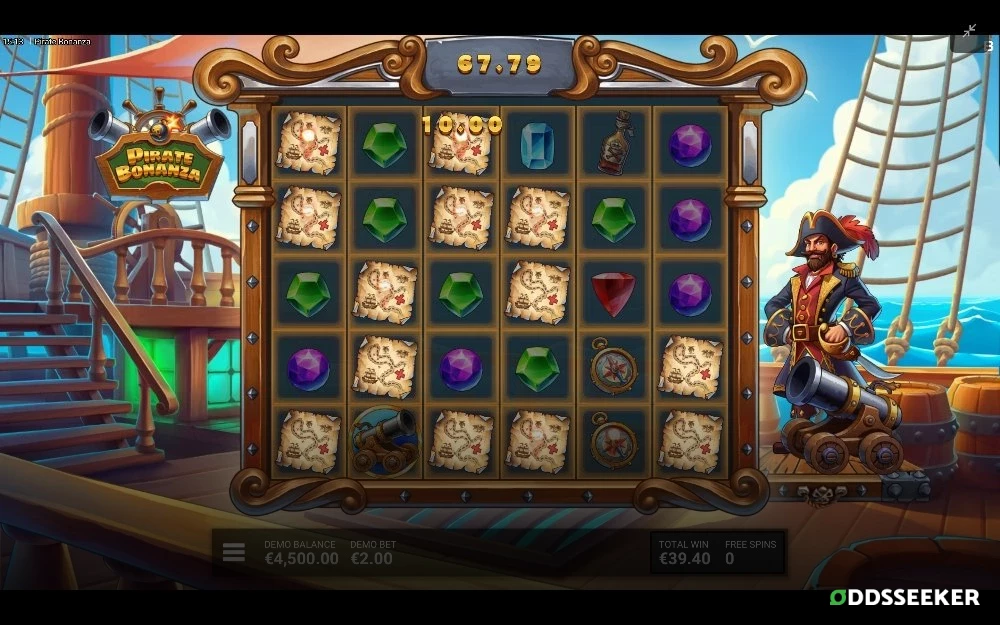 Screenshot of the Pirate Bonanza Slot Game Bonus Round