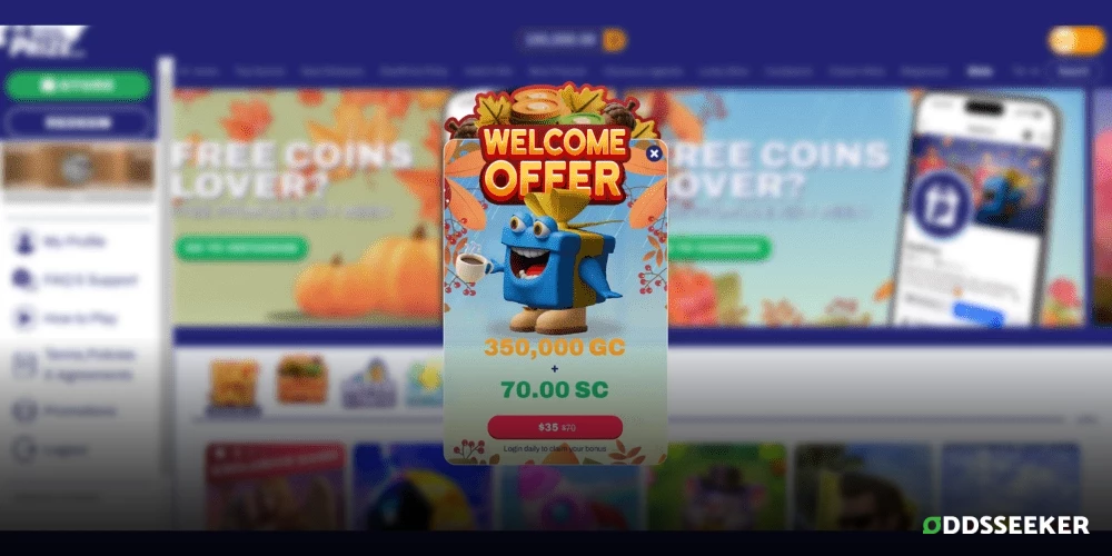 Screenshot of RealPrize Casino Welcome Offer