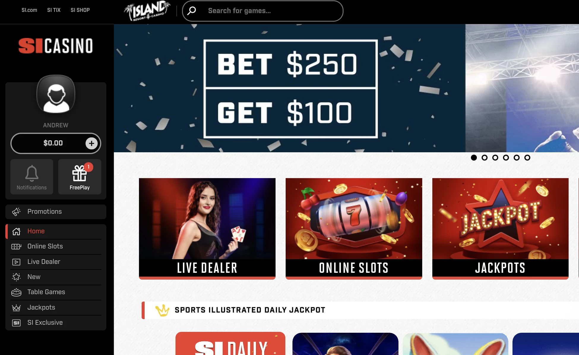 SI Casino Free Play - Use No Deposit Bonus - Bet 0 & Get 0