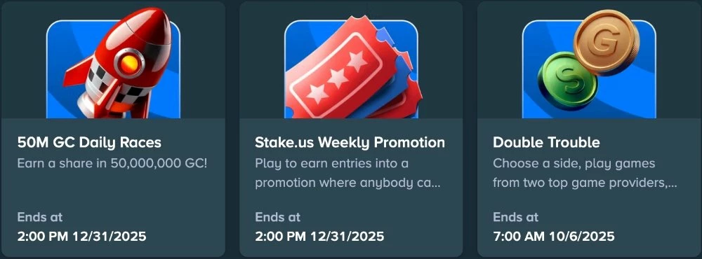 Screenshot of Stake.us Promotions for Existing Players