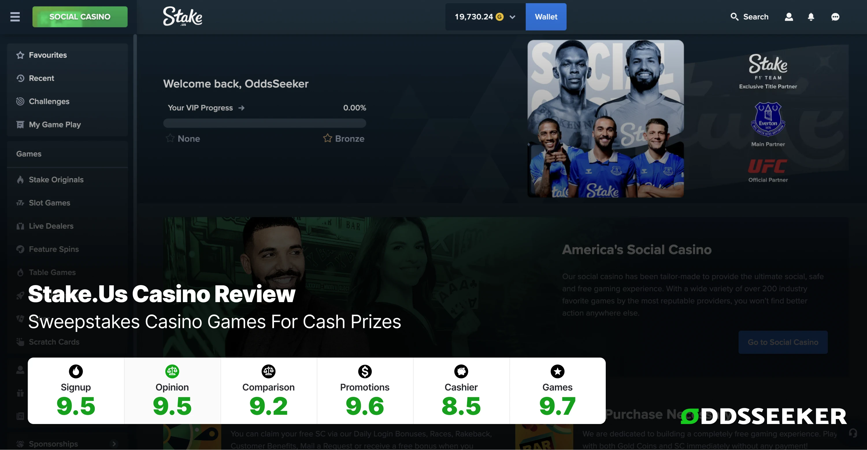 Stake US Review & Rating Scores by OddsSeeker.com