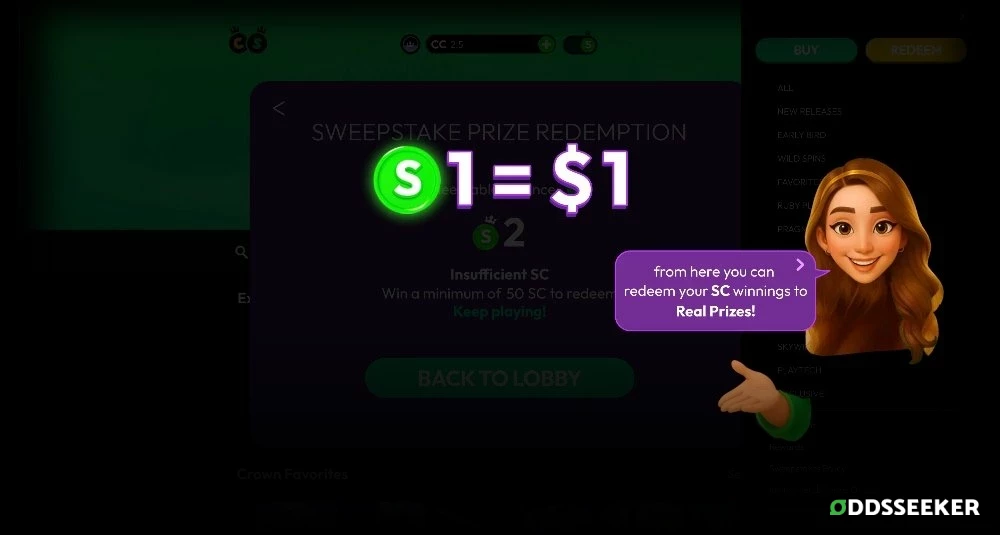 Screenshot of Value of Crown Coins Sweeps Coins