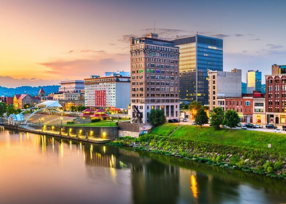 Charleston, West Virginia buildings near the water