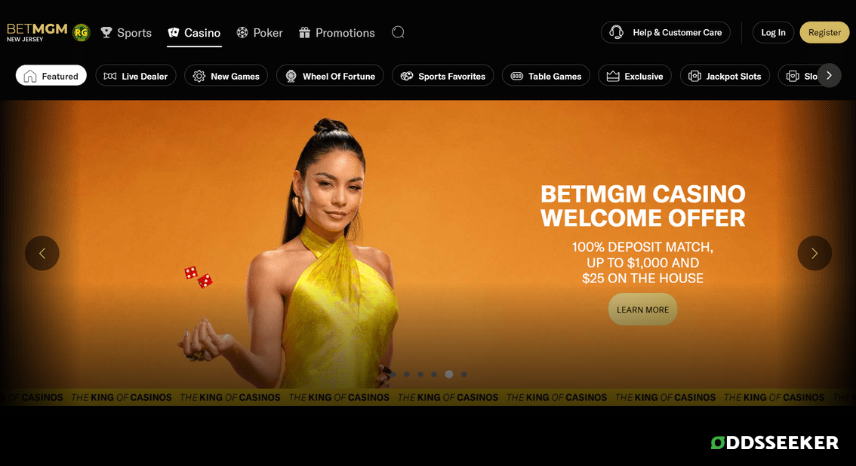 A screenshot of the desktop login page for BetMGM