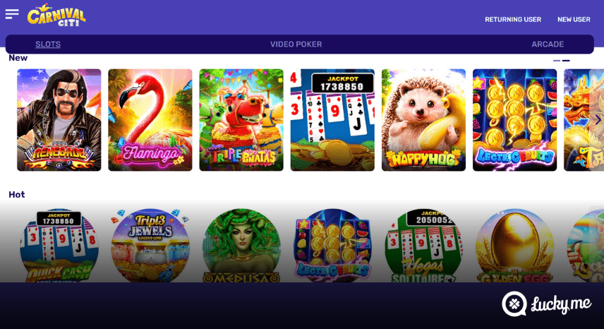 A screenshot of the desktop casino games library page for Carnival Citi