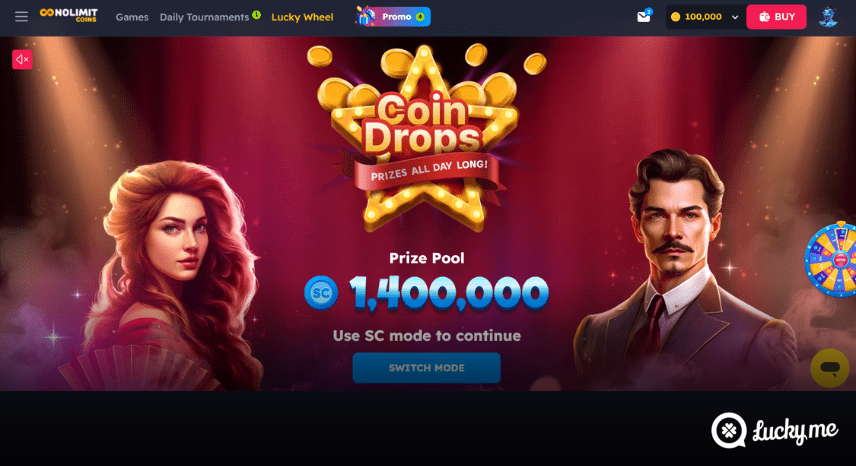 A screenshot of the desktop login page for NoLimitCoins Casino