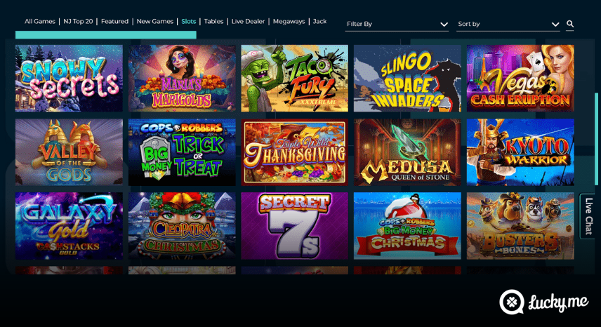 A screenshot of the desktop casino games library page for Ocean Online Casino