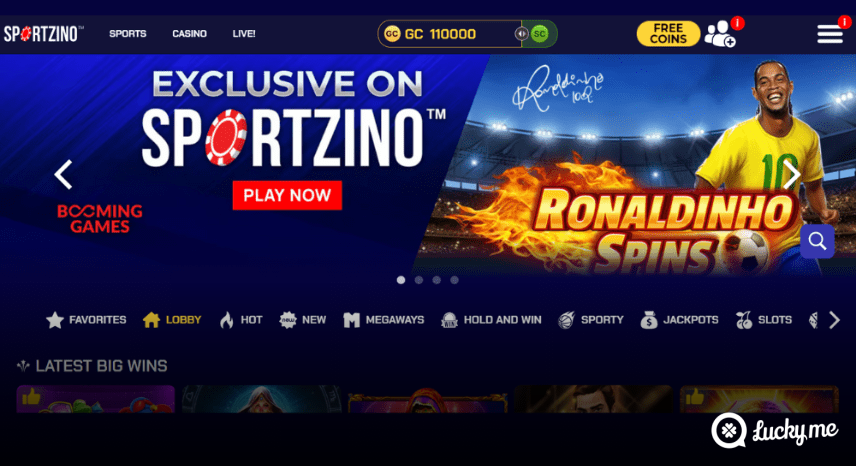 A screenshot of the desktop login page for Sportzino