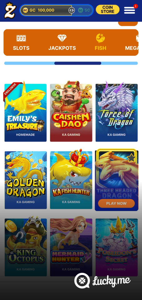 A screenshot of the mobile casino games library page for Zula Casino